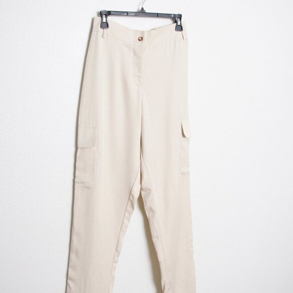 NEW Uncle Studios Cargo Pant Straight Leg High Rise Button Fly Cream Tan Medium - Picture 4 of 8